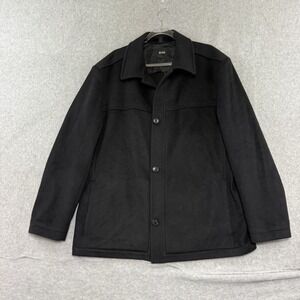 Hugo Boss Men's Black Chester Wool Cashmere Overcoat Jacket Coat 44 L Minimalist